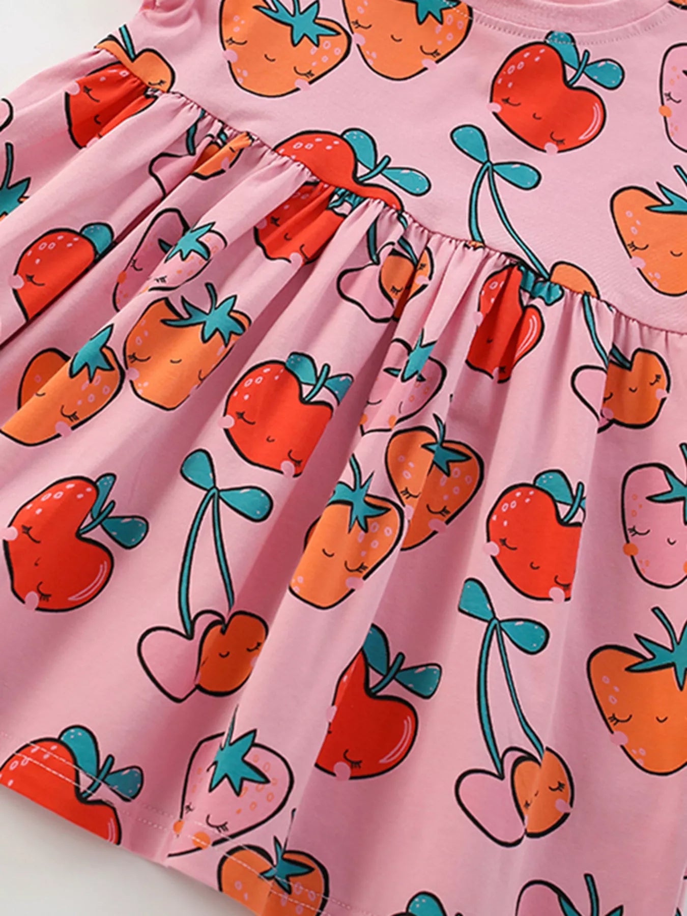 women's children's fruit print round neck casual dress - styling option
