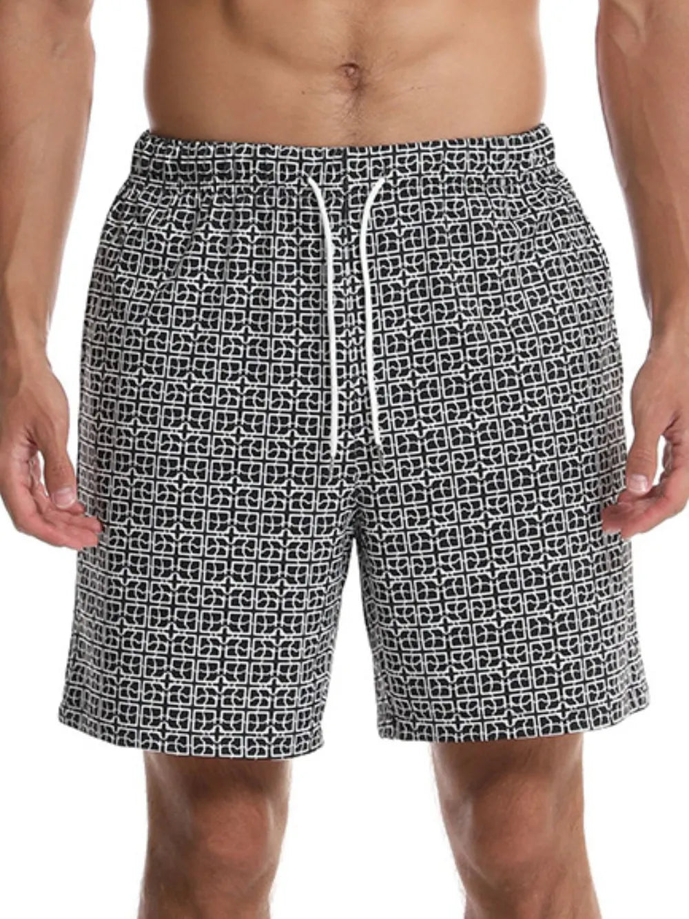 Men's Drawstring Printed Shorts with Pockets