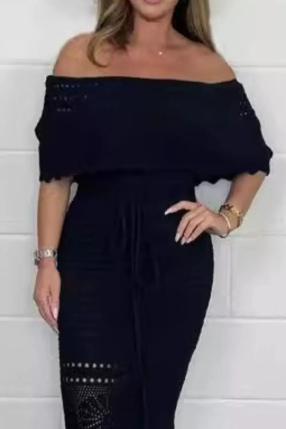 women's crochet off-shoulder maxi dress - styling option