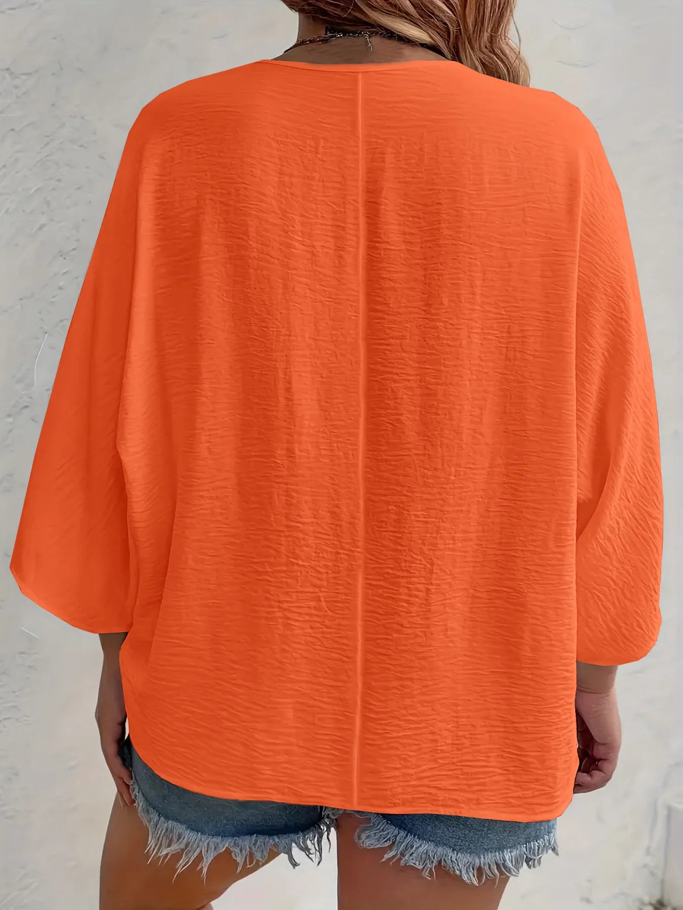 Full Size Casual V-Neck Button Down Relaxed Fit Blouse Plus Size