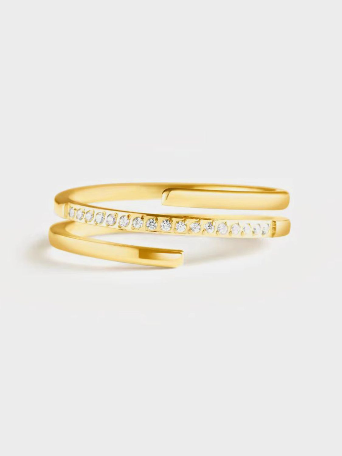 925 Sterling Silver Inlaid Zircon Ring Gold