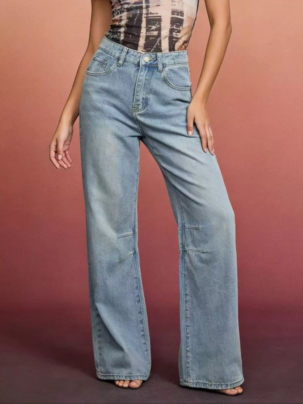 women's wide leg wash jeans - product detail