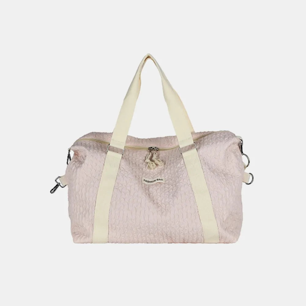 Textured Nylon Travel Bag Blush Pink One Size