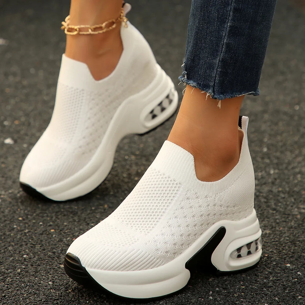 women's breathable mesh platform sneakers - styling option