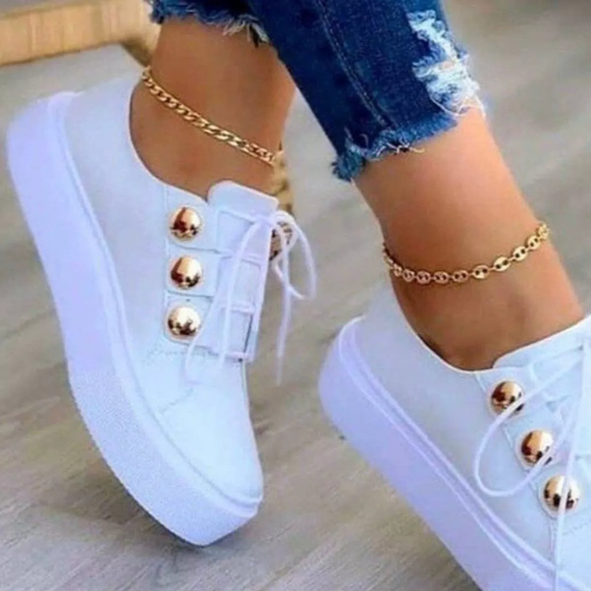 women's round toe platform sneakers - styling option