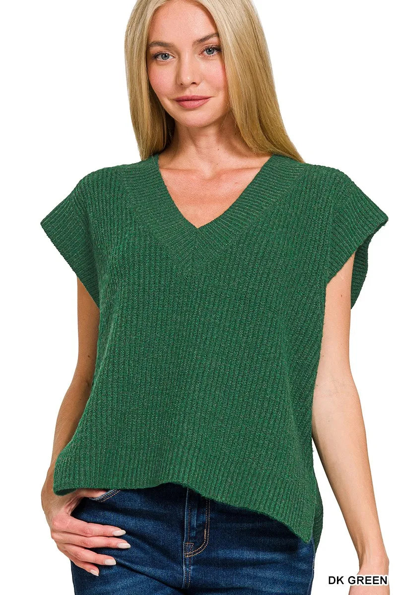 women's sweatshirt: zenana oversized sweater vest with side slit | d shown as women’s outerwear