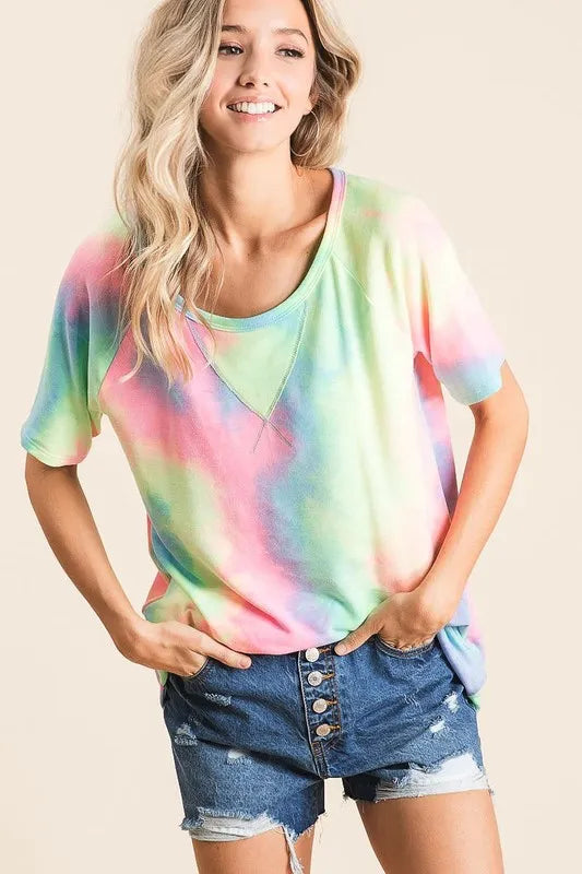 women's bibi tie dye french terry print top - extra view