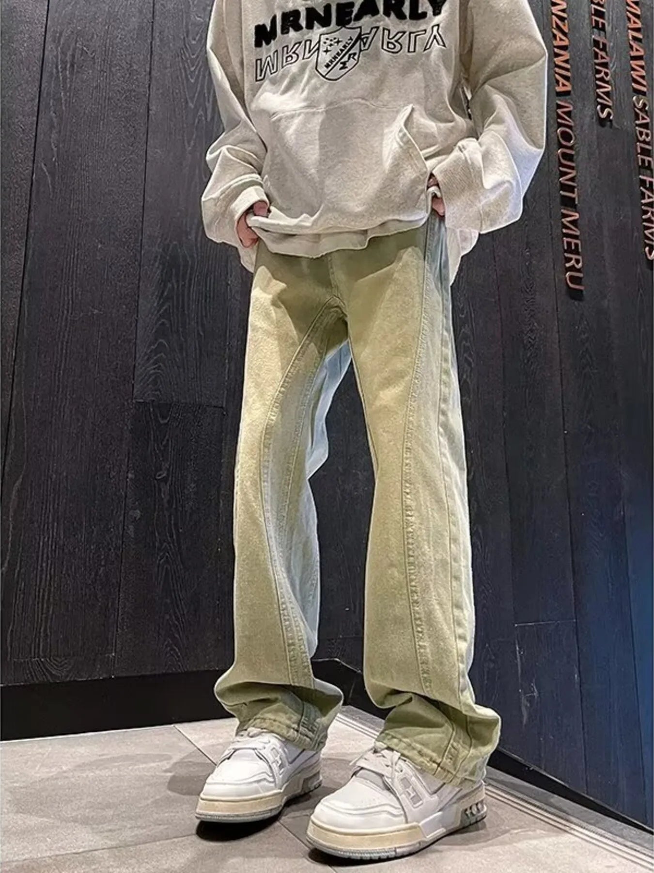 men's men's full size vintage wash wide leg jeans plus size - product showcase