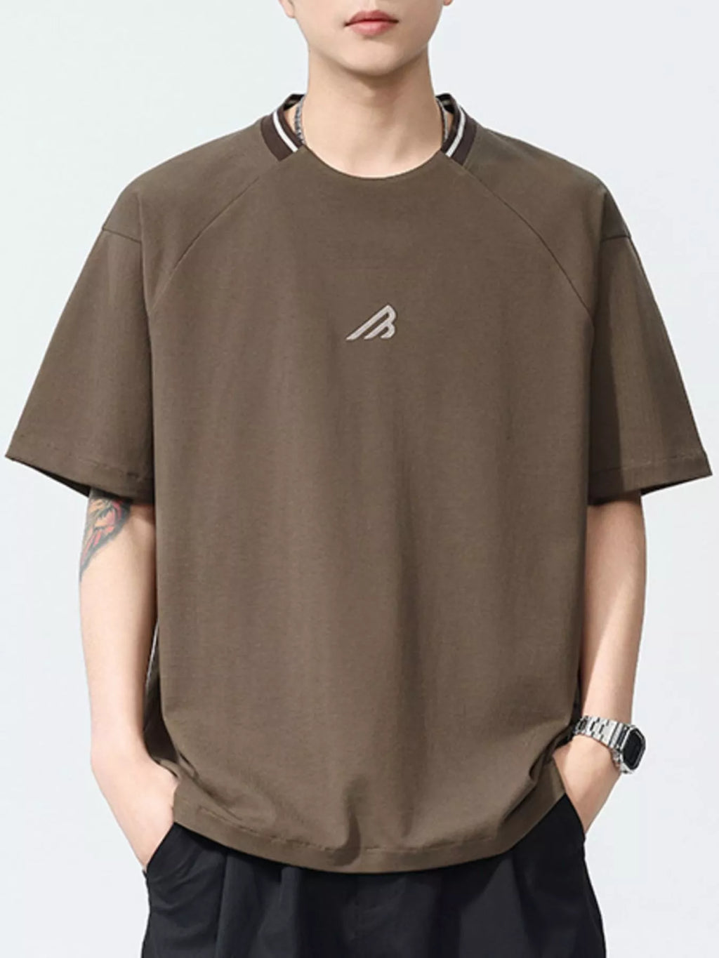 men's men's plus size round neck short sleeve tee - alternate angle