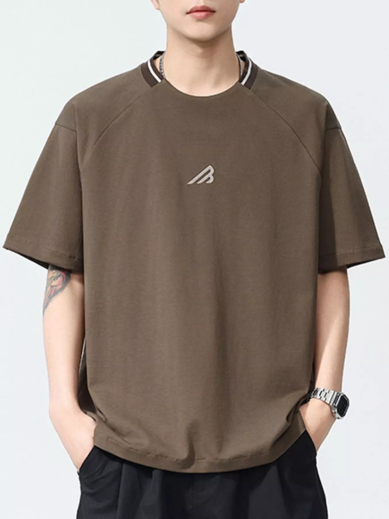 men's men's plus size round neck short sleeve tee - alternate angle