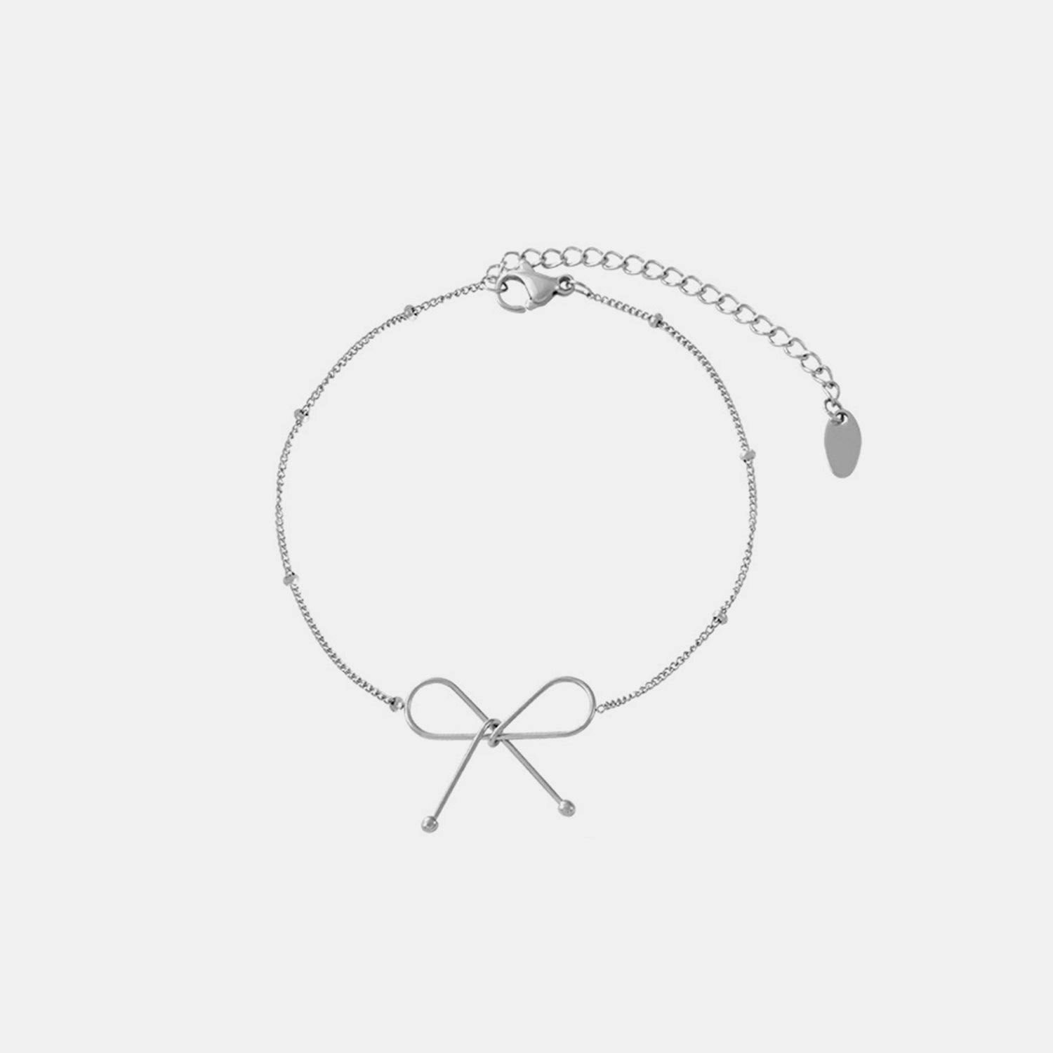 Titanium Steel Bow Bracelet Silver One Size