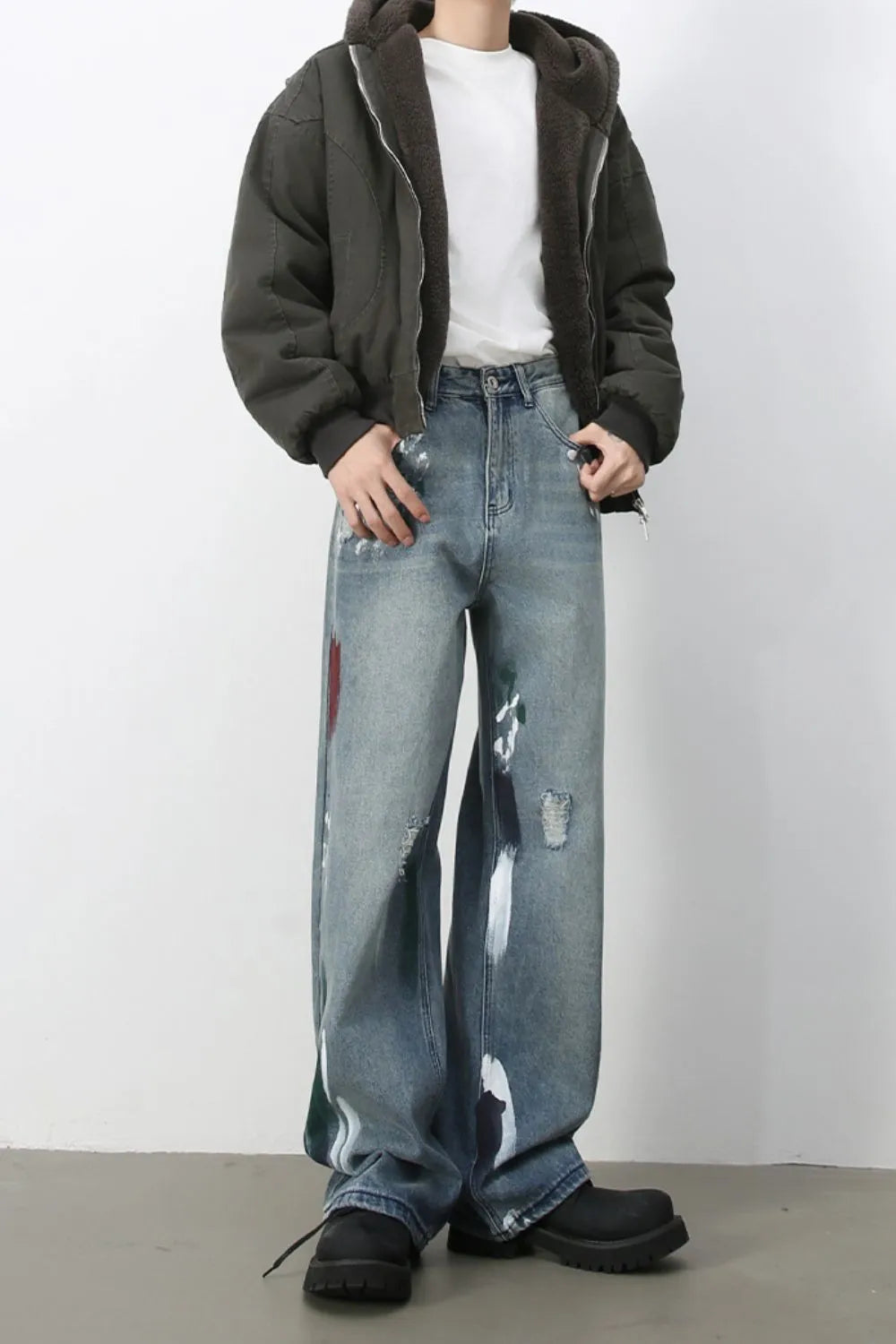 Men's Paint Wide Leg Jeans