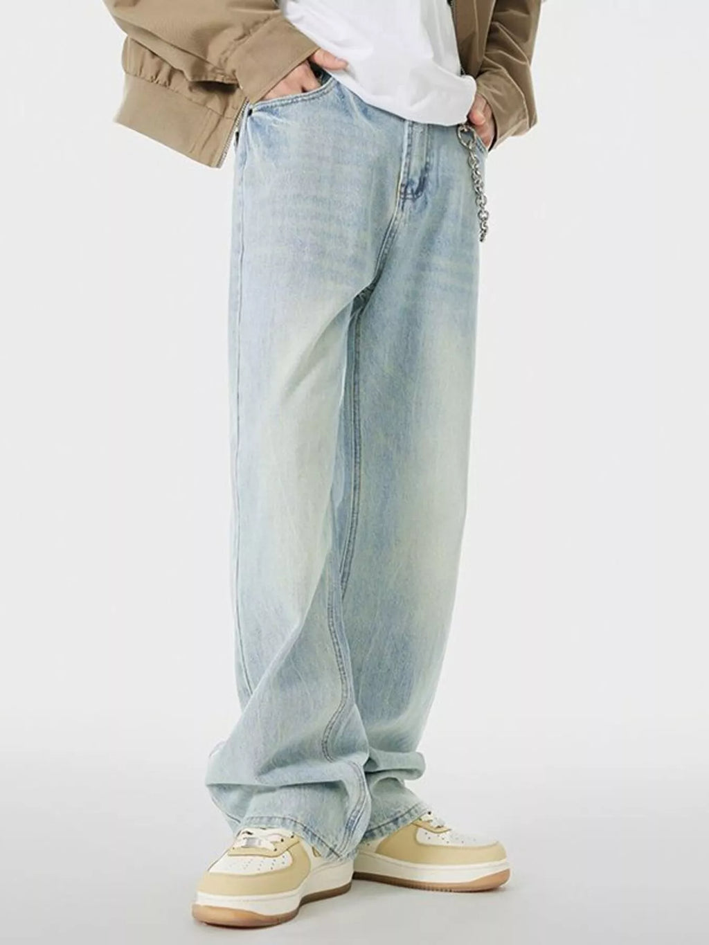 men's men's wash wide leg jeans - side view
