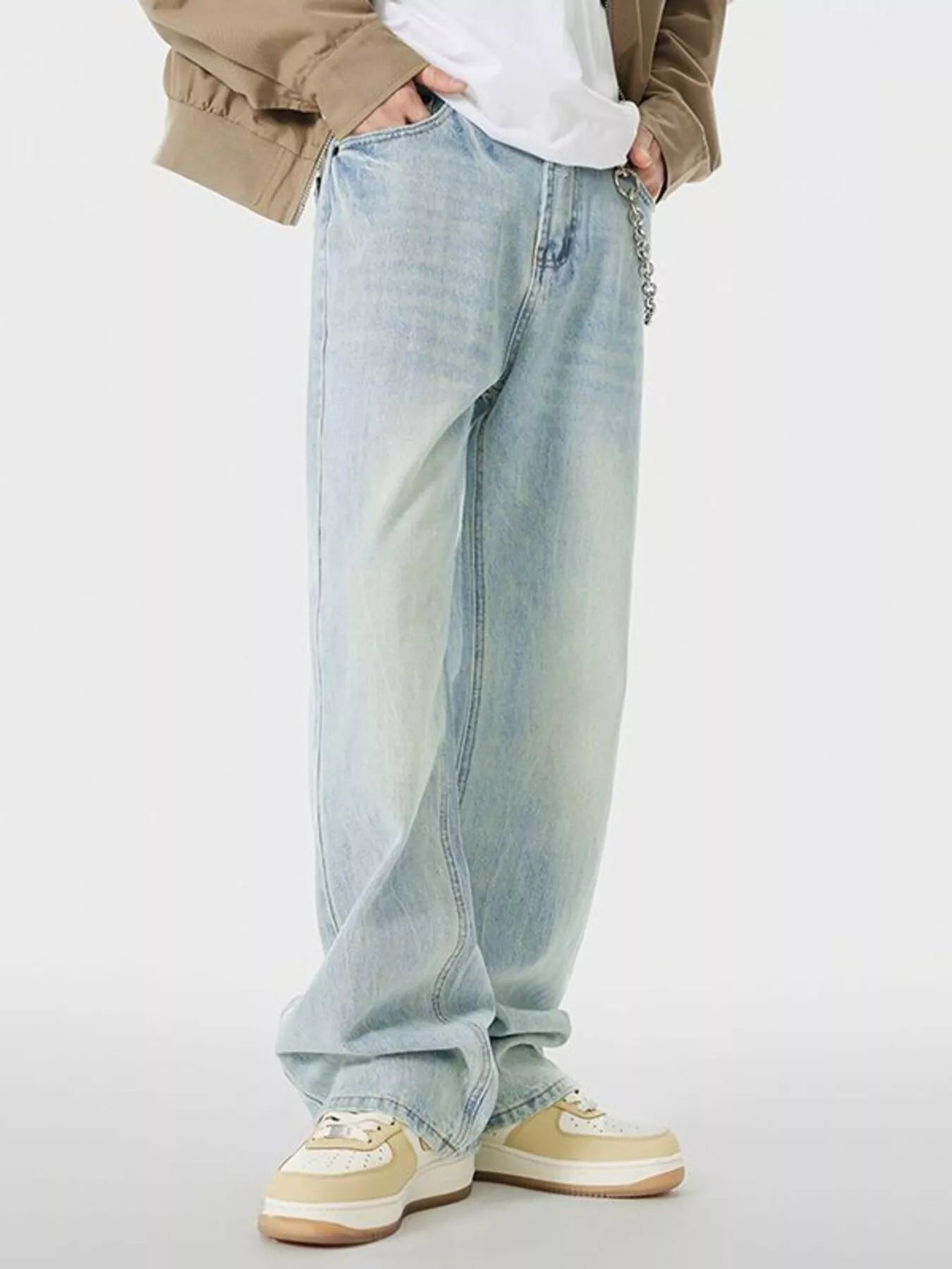 men's men's wash wide leg jeans - side view