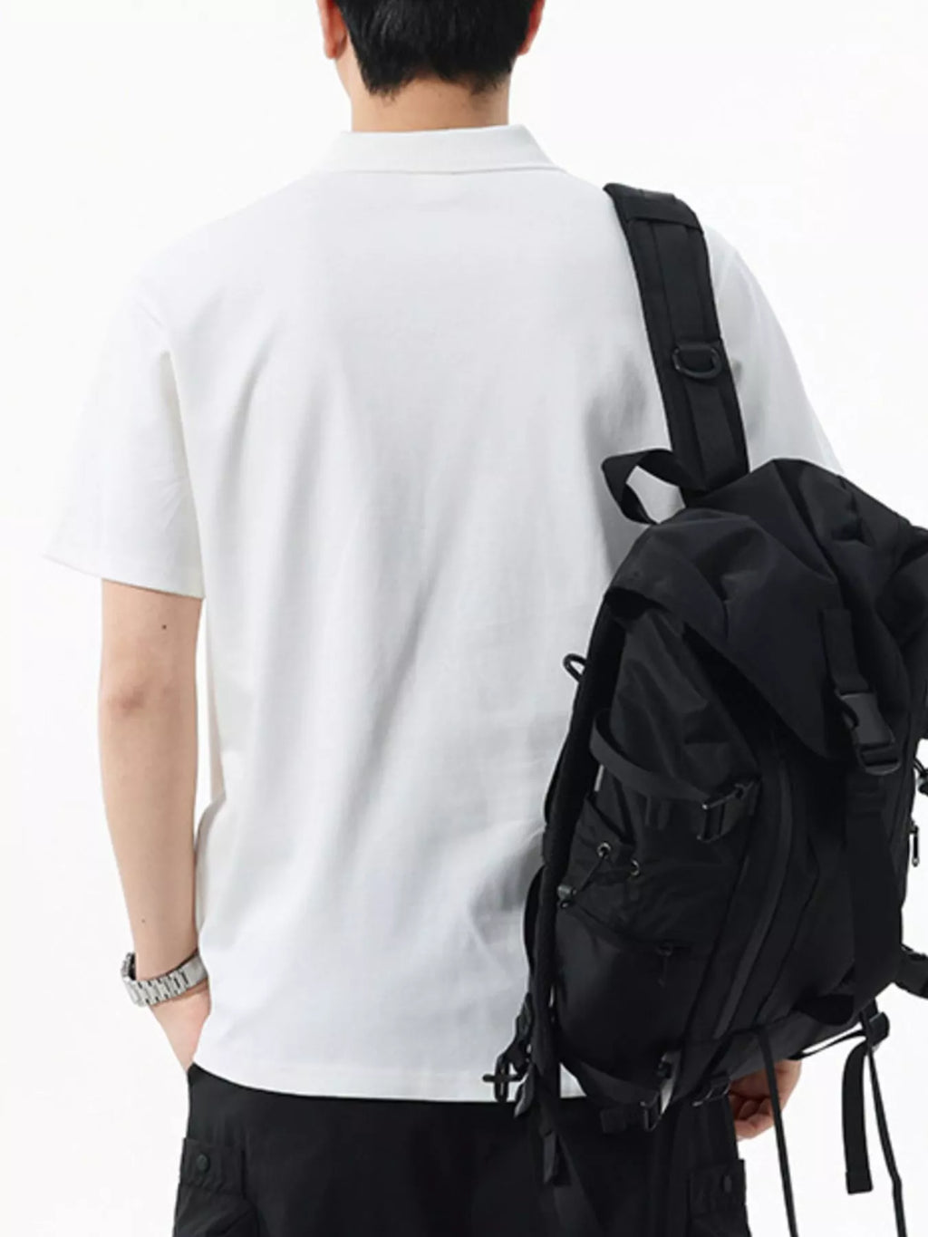 men's men's full size button detail short sleeve polo plus size - side view