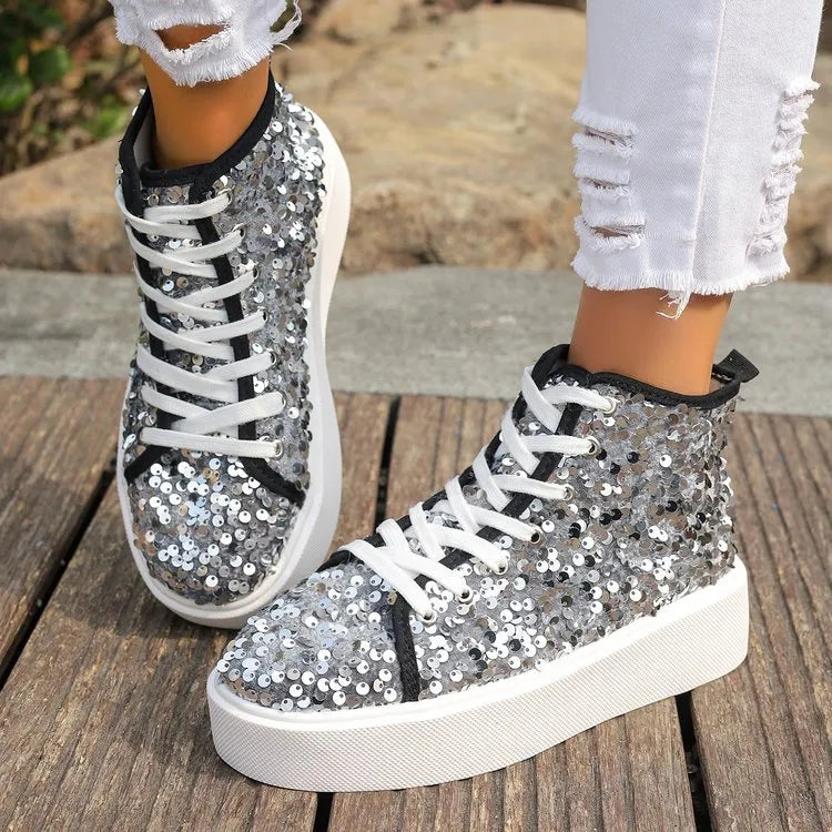 women's sequin round toe platform sneakers - additional image