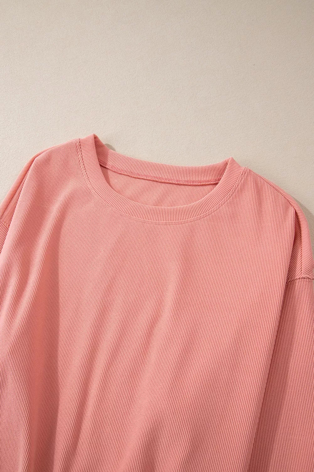 women's ribbed round neck top and pants set - product detail