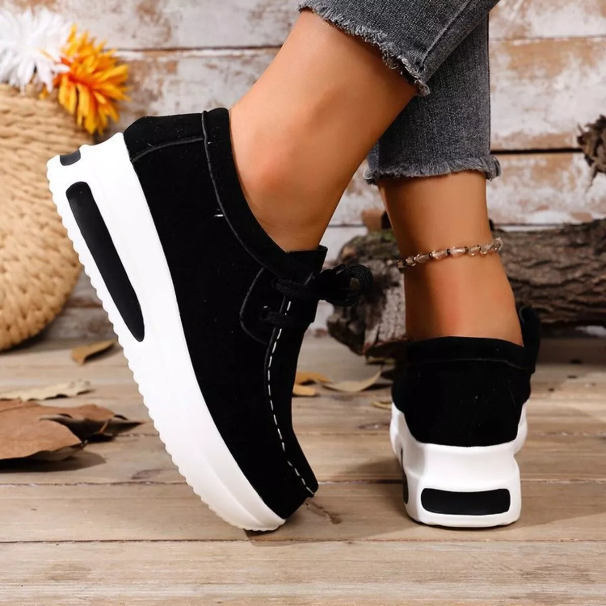 women's round toe platform sneakers - extra view
