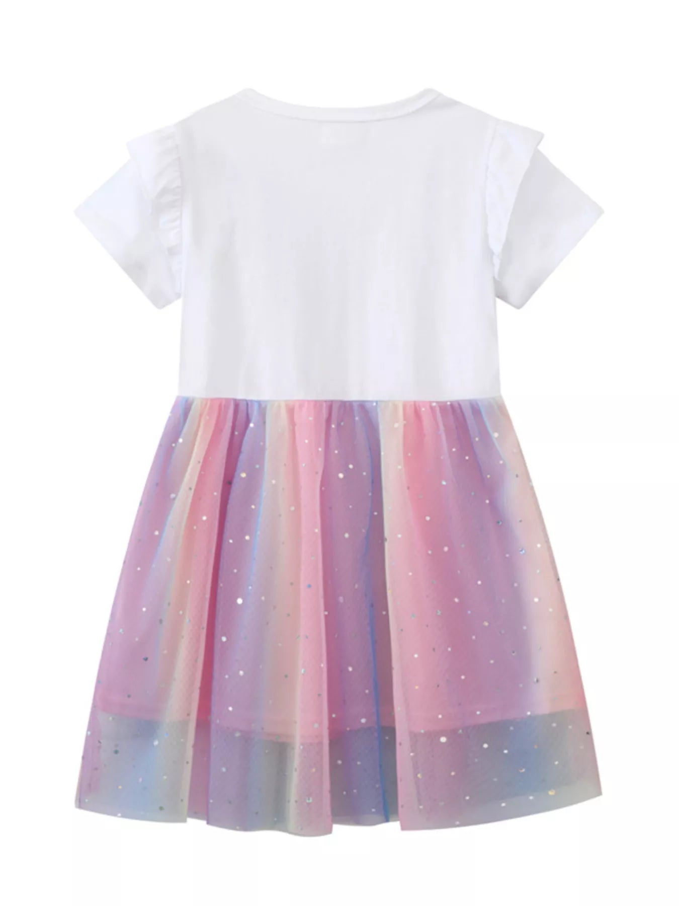 women's children's unicorn rainbow tulle dress - alternate angle