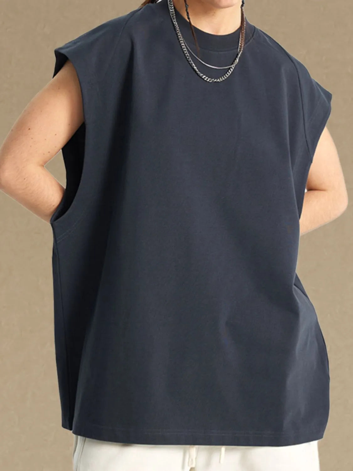 Men's Round Neck Tank Dark Gray
