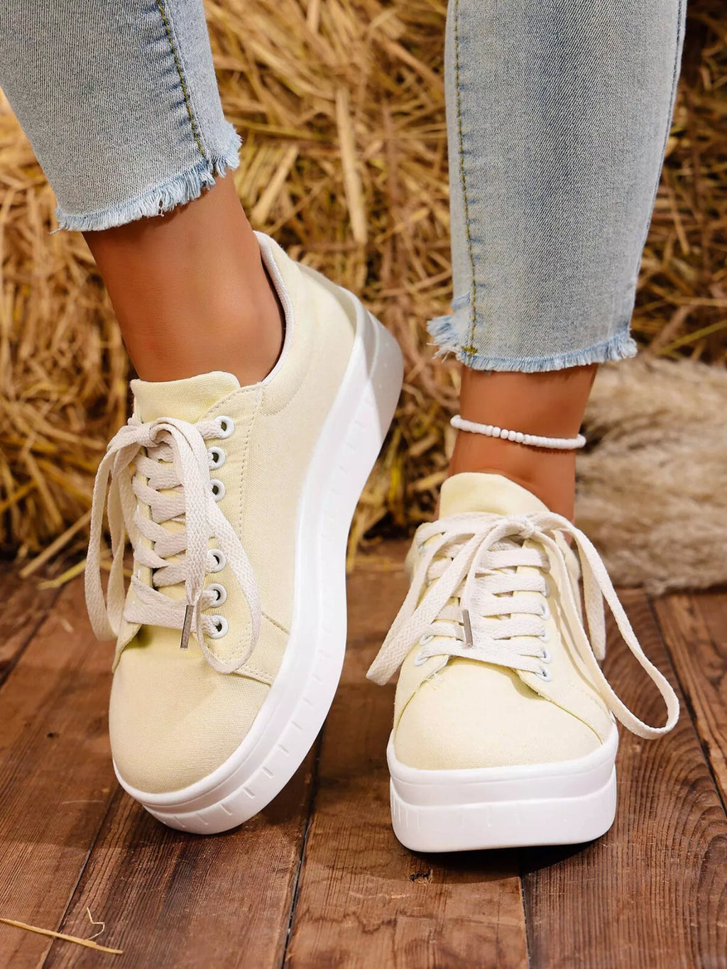 women's lace up platform sneakers - extra view
