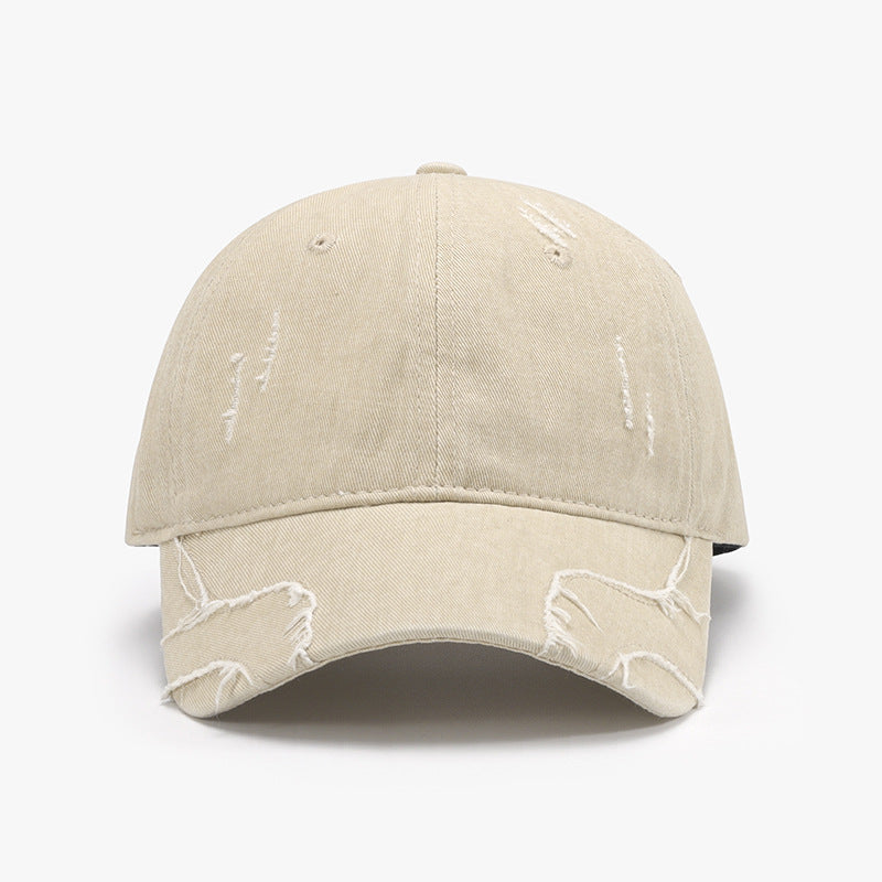 Raw Hem Adjustable Cap Ivory One Size