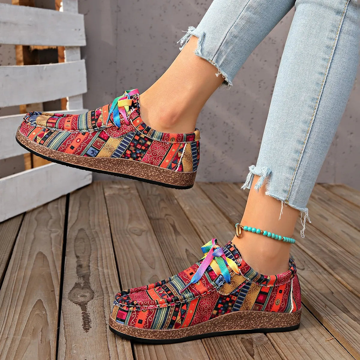 women's printed round toe sneakers - additional image