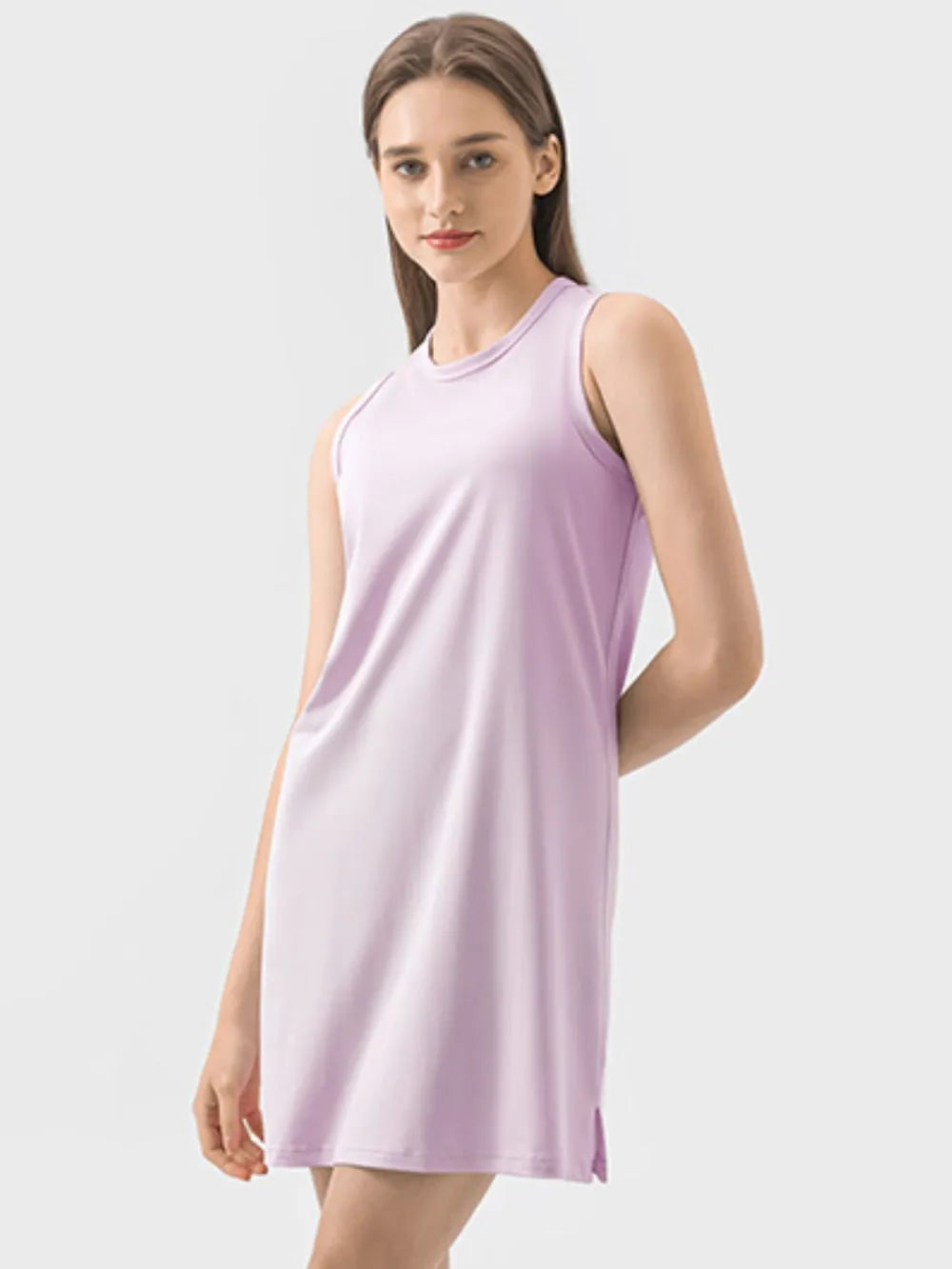 women's millennia round neck sleeveless active dress - styling option