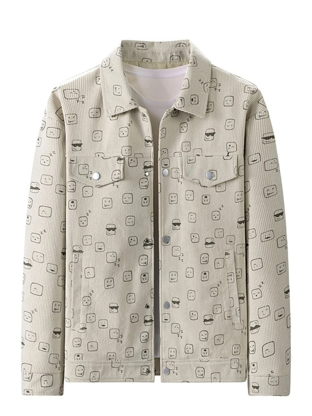 men's men's plus size snap down corduroy printed casual jacket - product detail