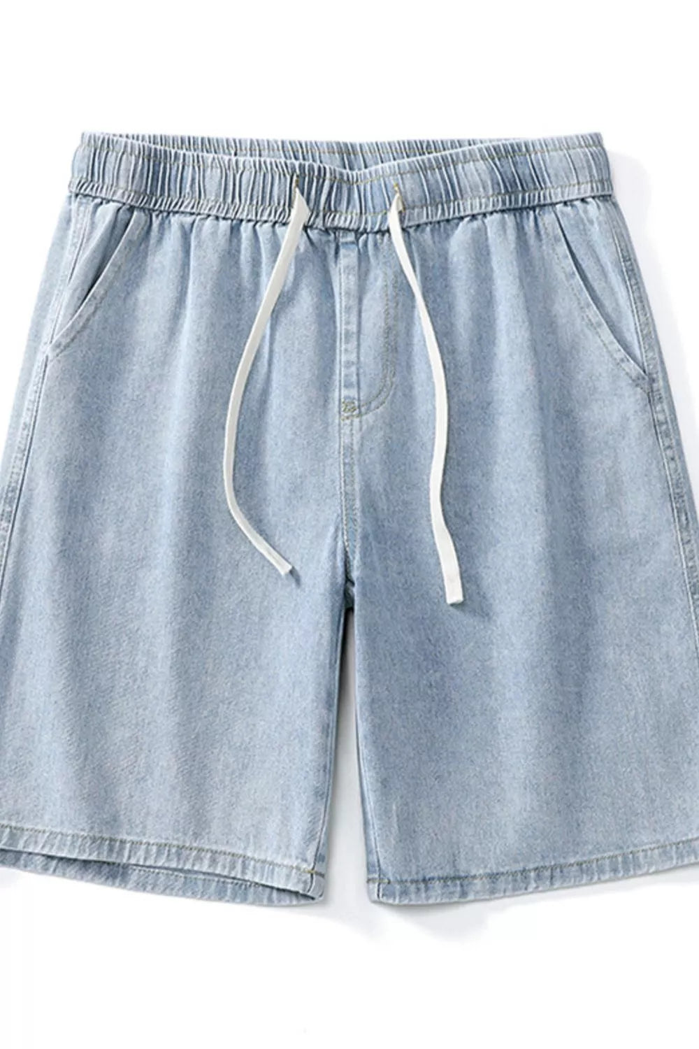 men's men's full size vintage wash drawstring denim shorts plus size - extra view