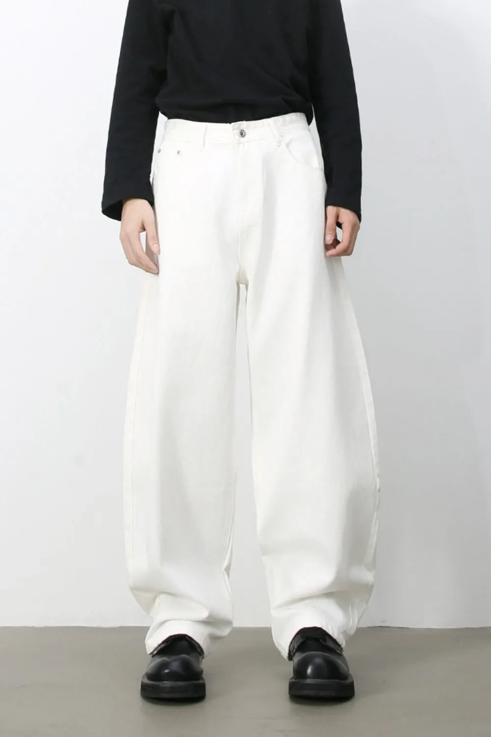 Men's High Rise Wide Leg Jeans Ivory