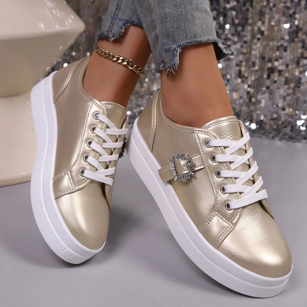 women's rhinestone embellishment platform sneakers - styling option
