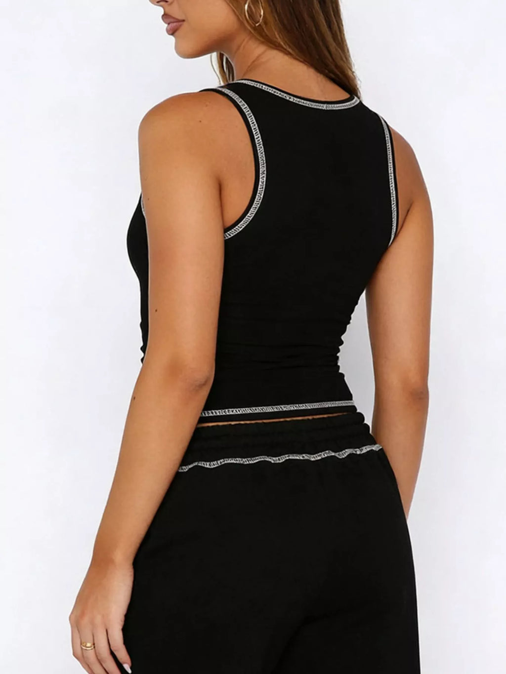 women's scoop neck tank top and drawstring pants set - additional image