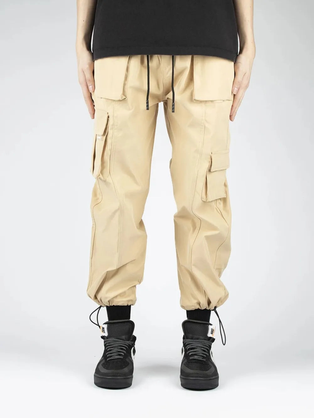 Men's Drawstring Cargo Pants Tan