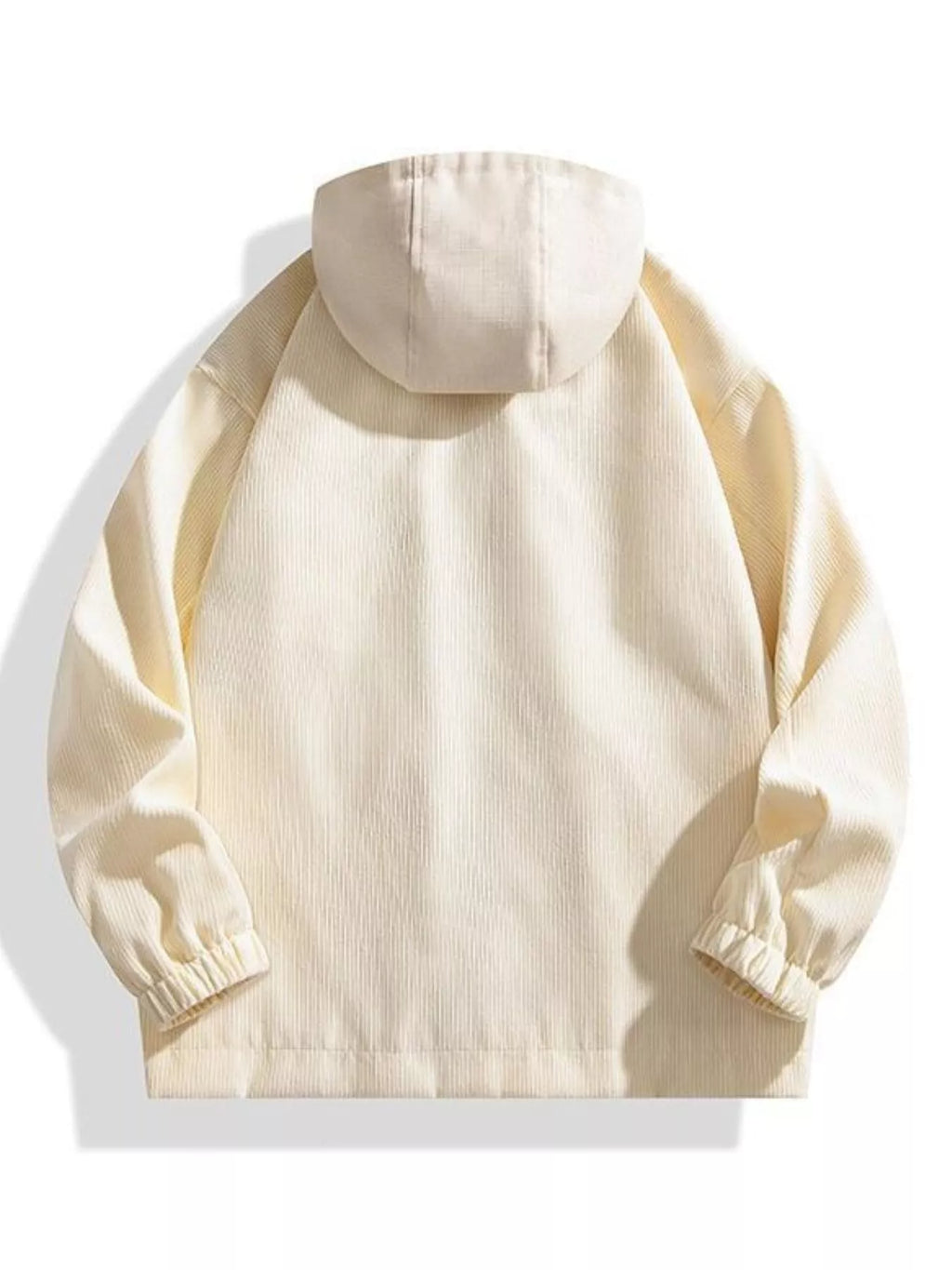men's men's plus size casual corduroy snap down hooded jacket - detail shot