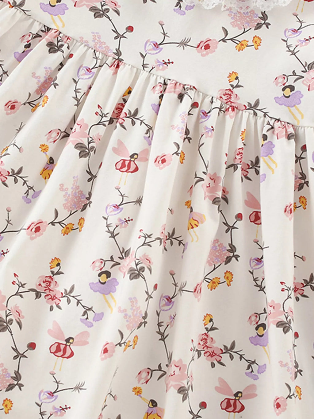women's children's floral print ruffle collar dress - back view