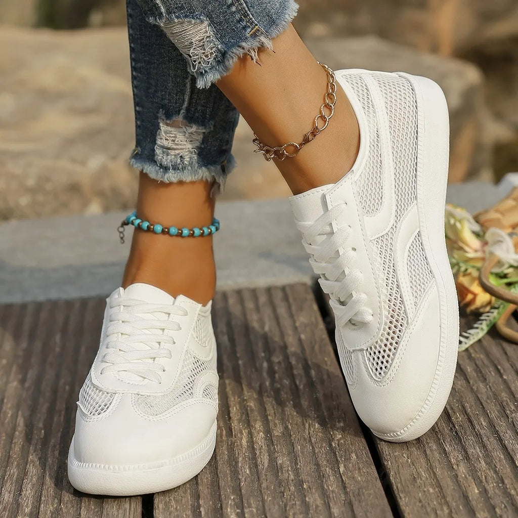 women's mesh lace up sneakers - styling option
