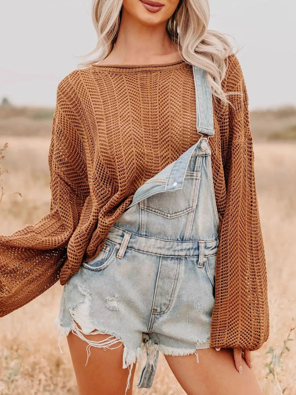 women's distressed denim overalls shorts - additional image