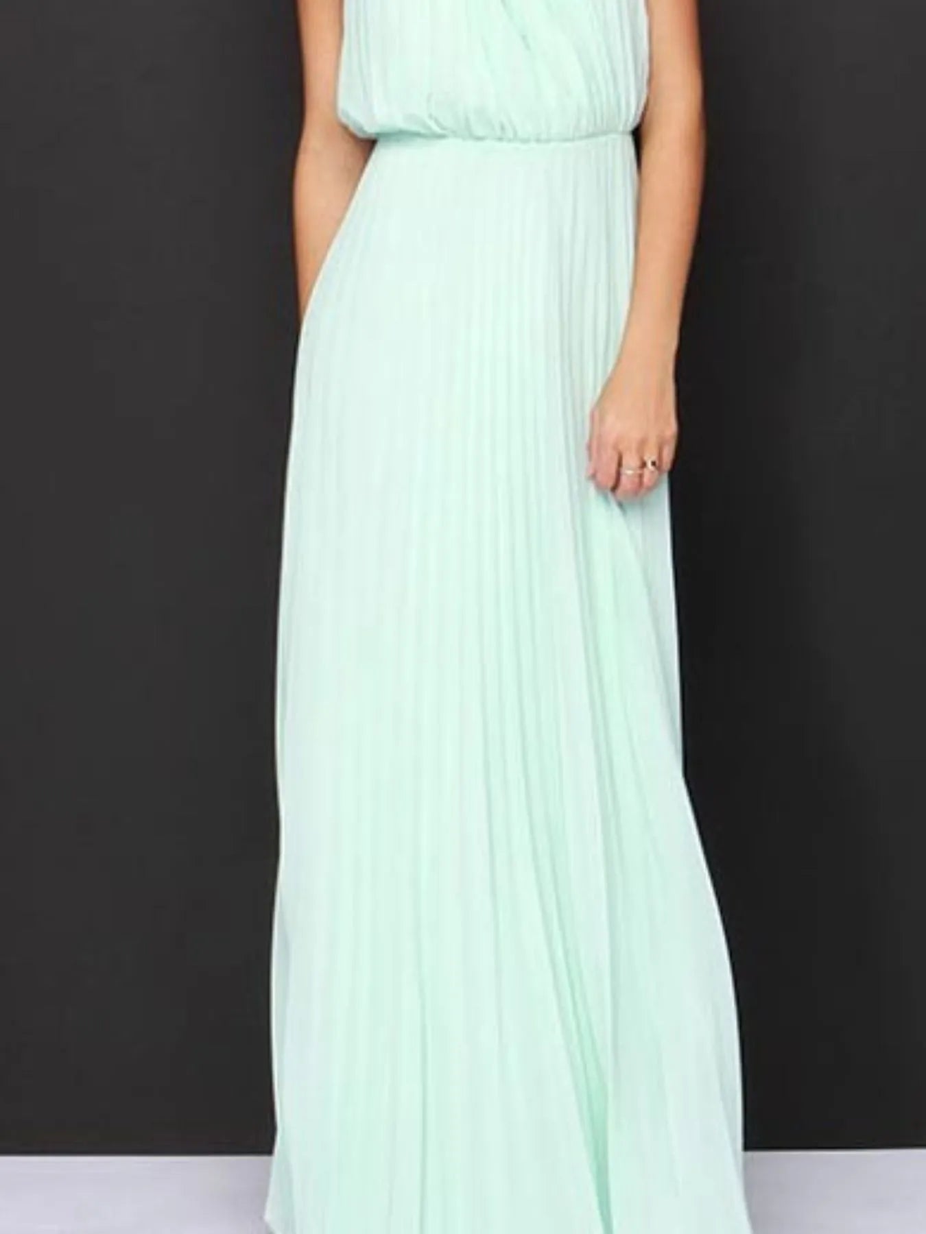 Pleated Sleeveless Maxi Tank Dress