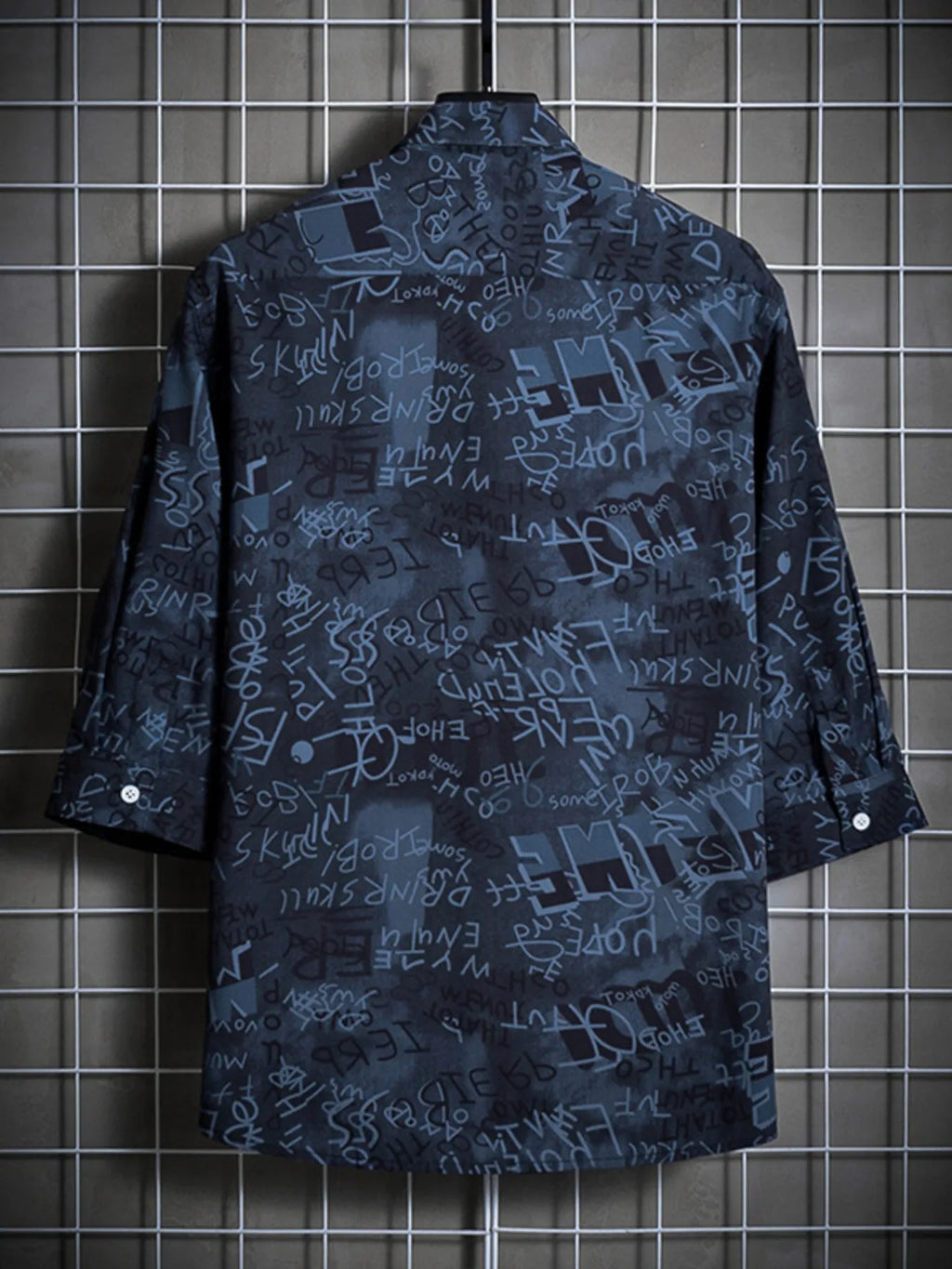 men's men's plus size graffiti print casual shirt - lifestyle shot
