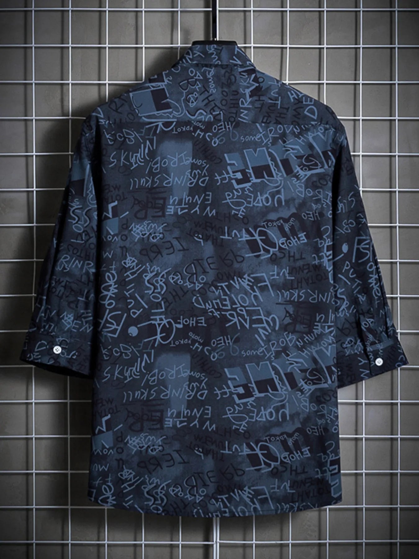 men's men's plus size graffiti print casual shirt - lifestyle shot