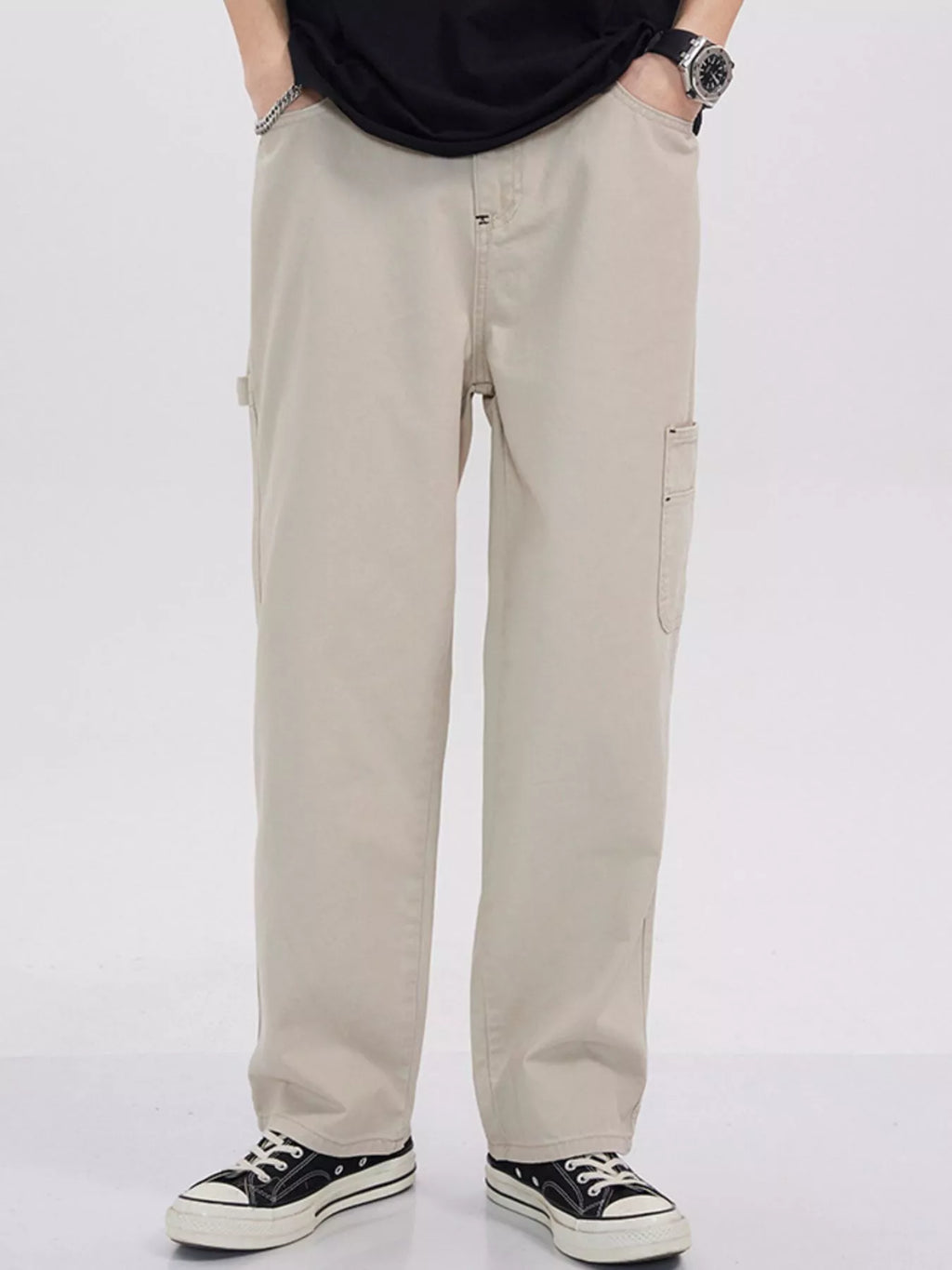 men's men's full size loose fit cargo jeans plus size - main product image