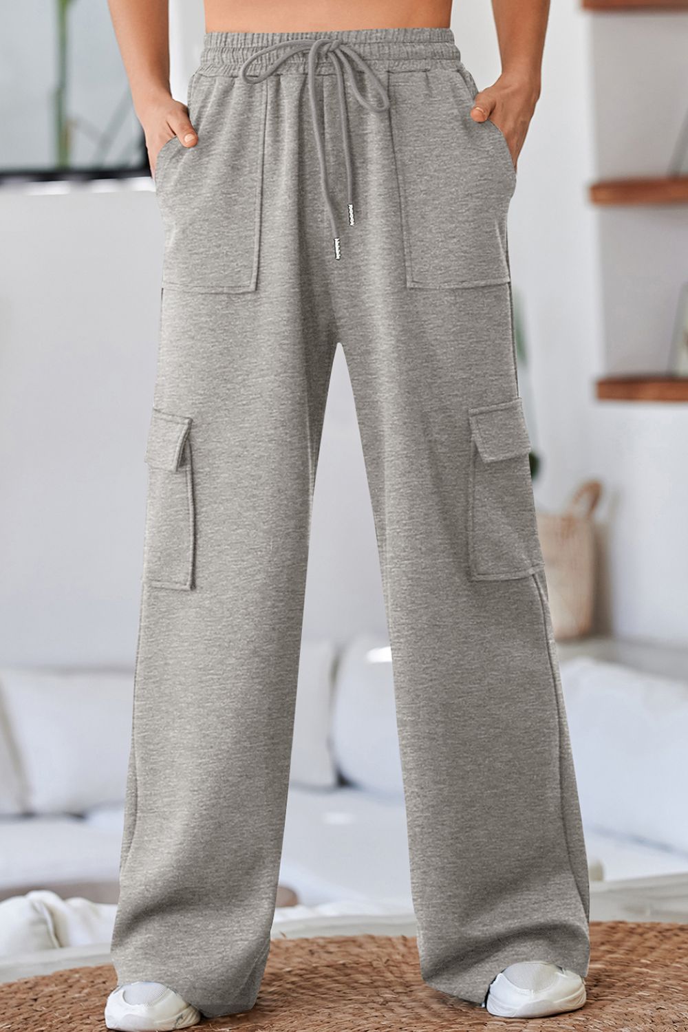 Multi Pockets High Waist Wide Leg Workout Pants