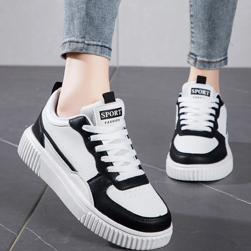 women's lace up contrast platform sneakers - alternate angle