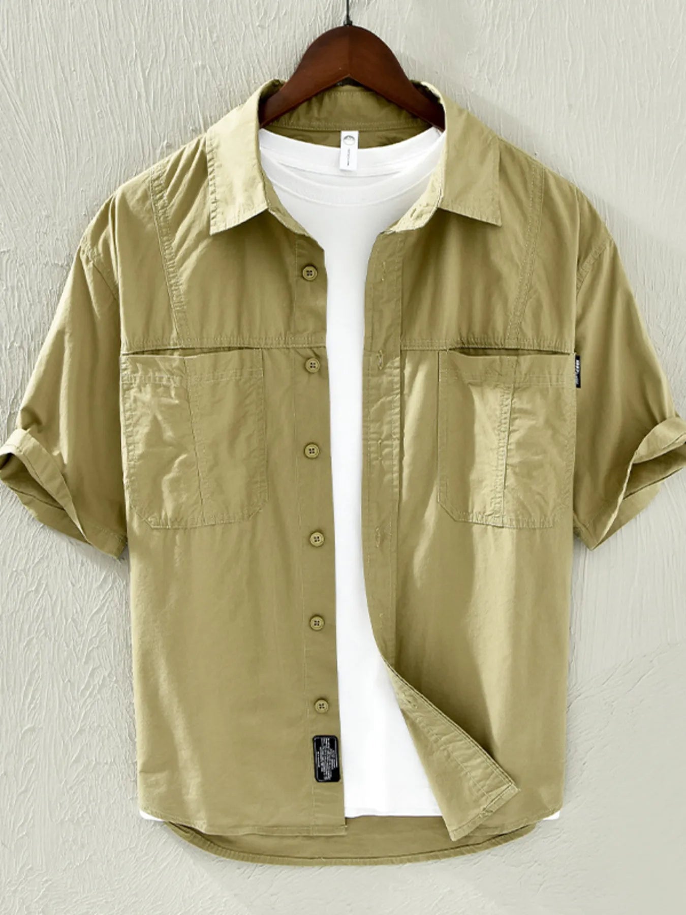 men's men's plus size casual short sleeve button-down shirt - additional image