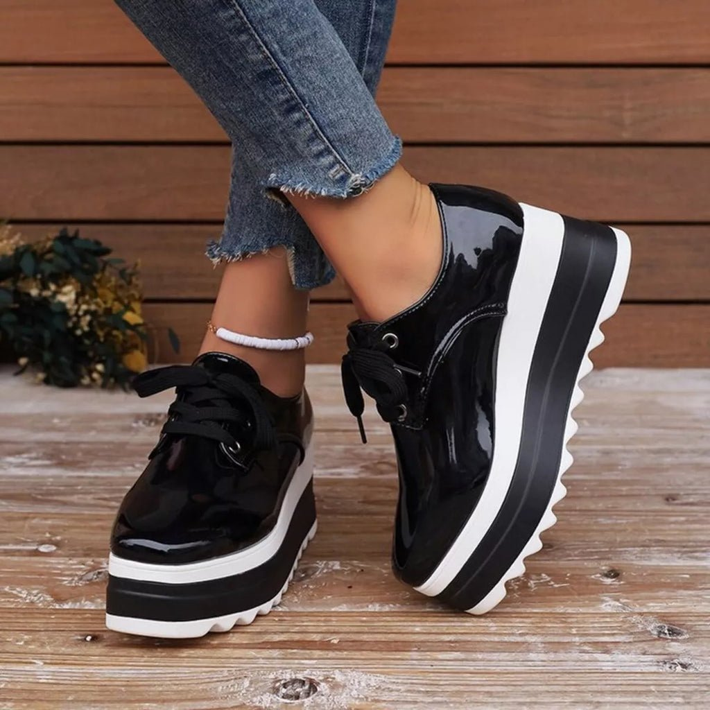 women's lace up platform sneakers - detail shot