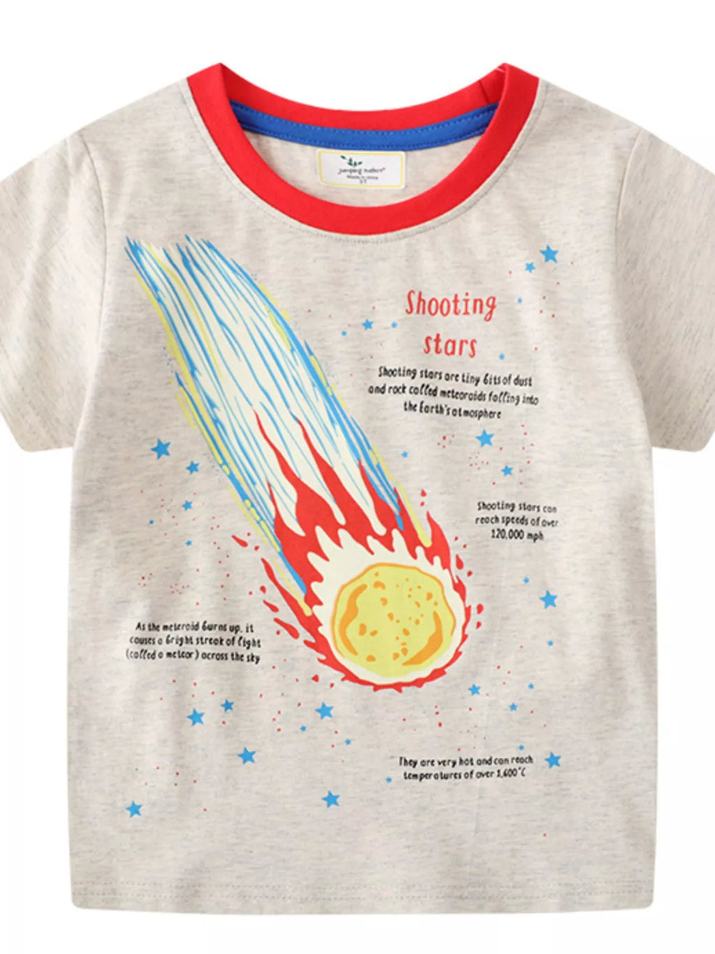 women's children's glow in the dark shooting star graphic crew neck t-shirt - styled view