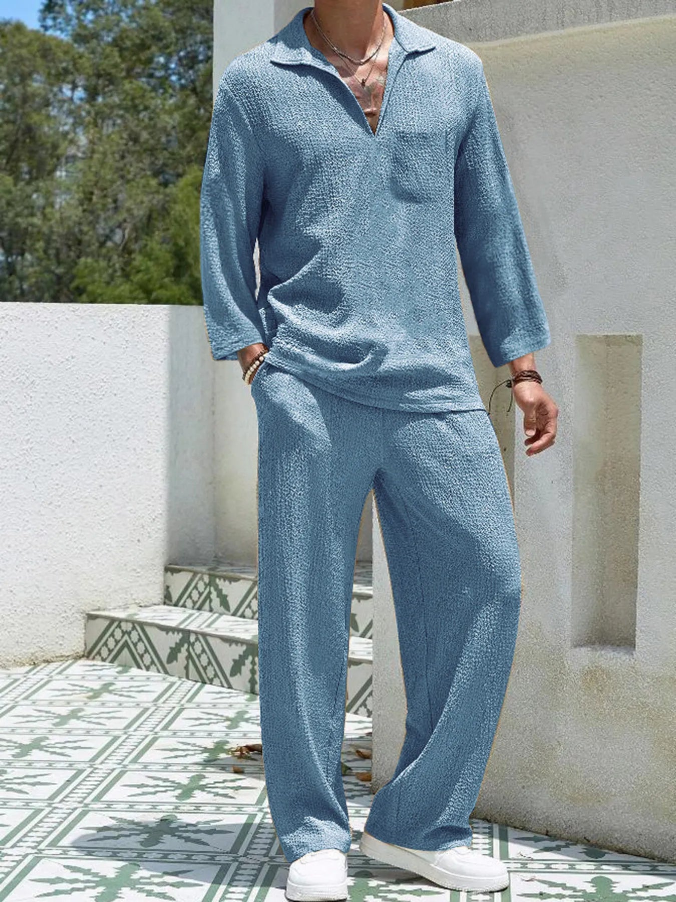men's men's plus size long sleeve top and pants set - main product image