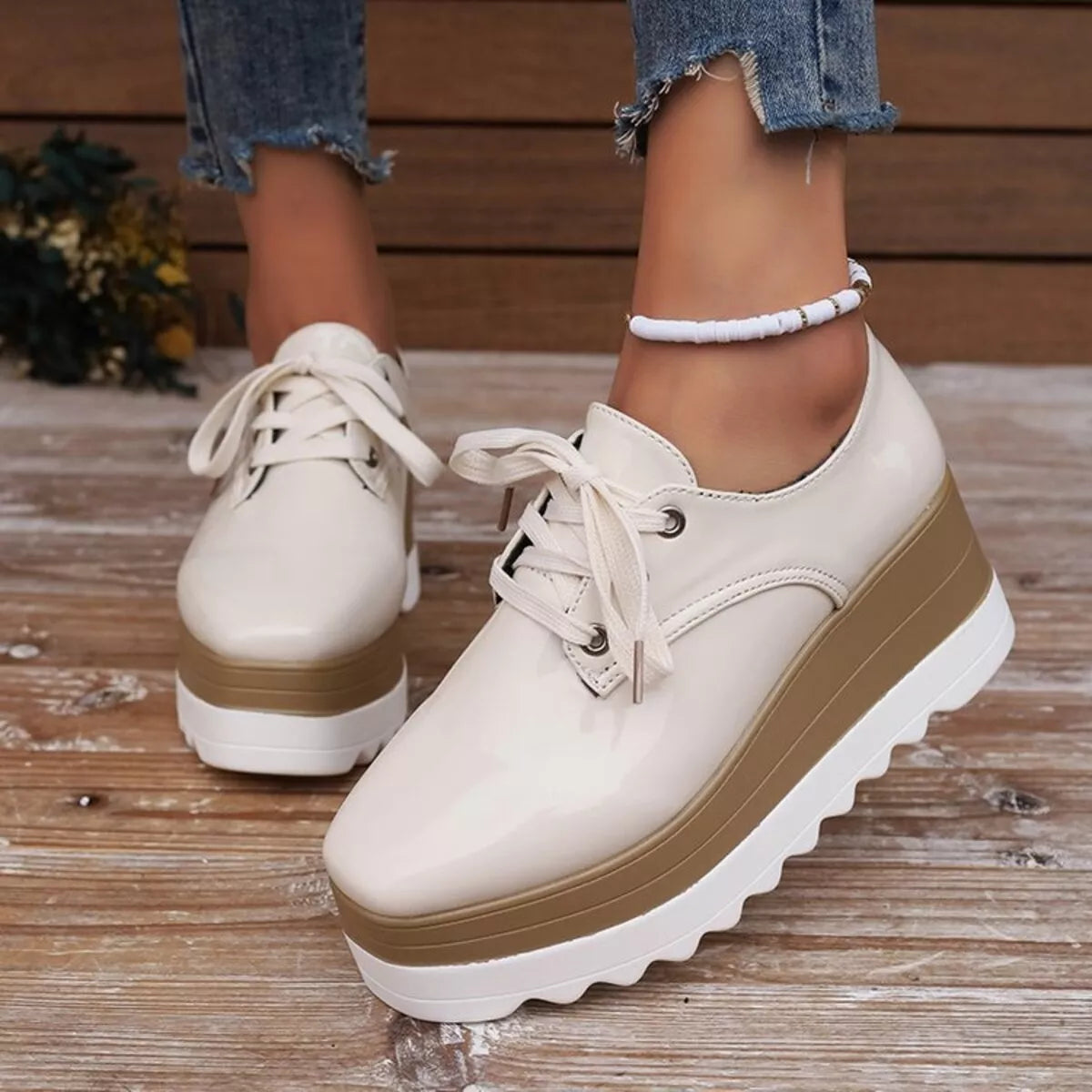 women's lace up platform sneakers - additional image
