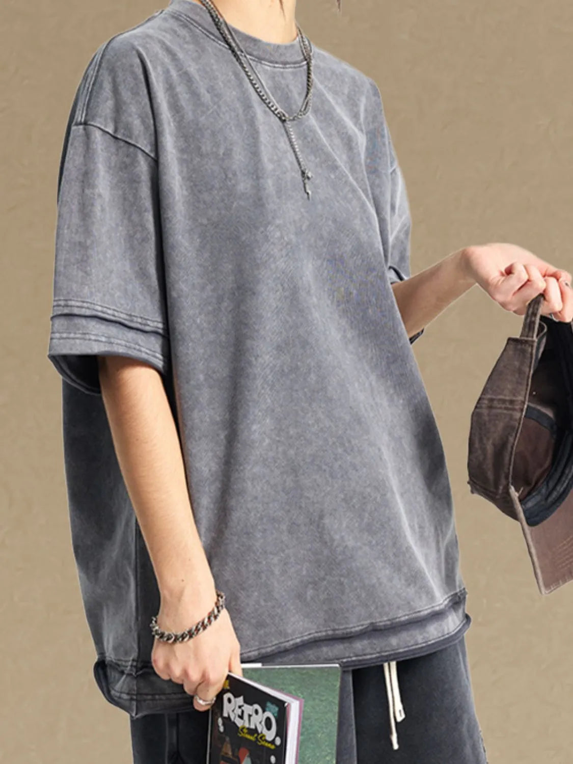 Men's Round Neck Half Sleeve T-Shirt Dark Gray